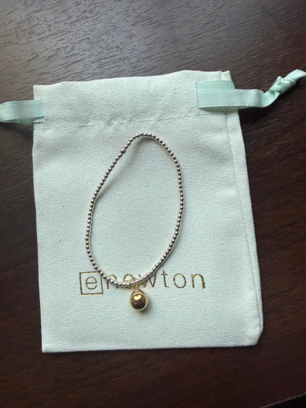 ENewton Silver Bead Bracelet with Gold Charm